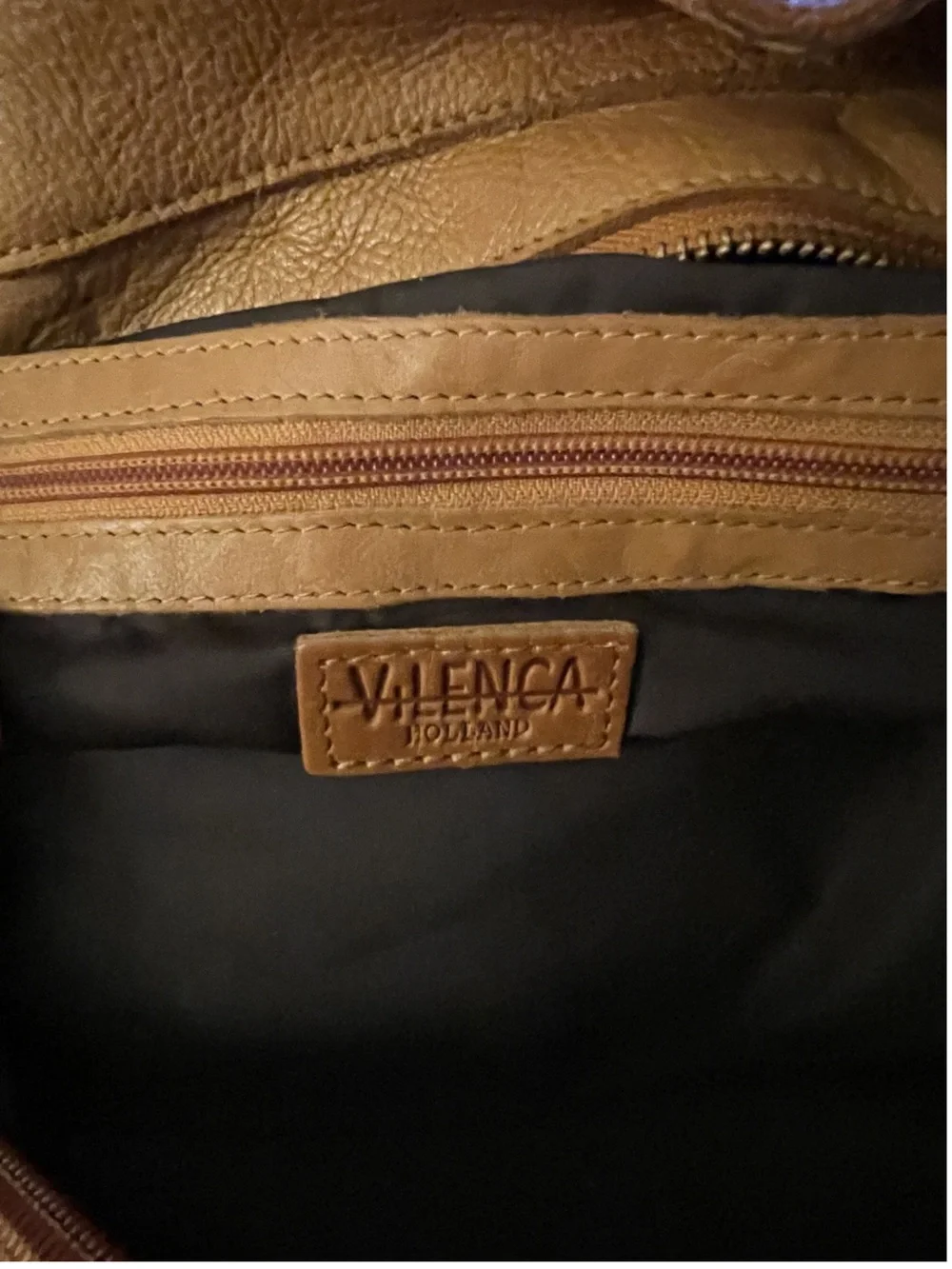 VILENCA HOLLAND Women's Tan Genuine Leather Tote Shoulder Bag Boho Whipstitch